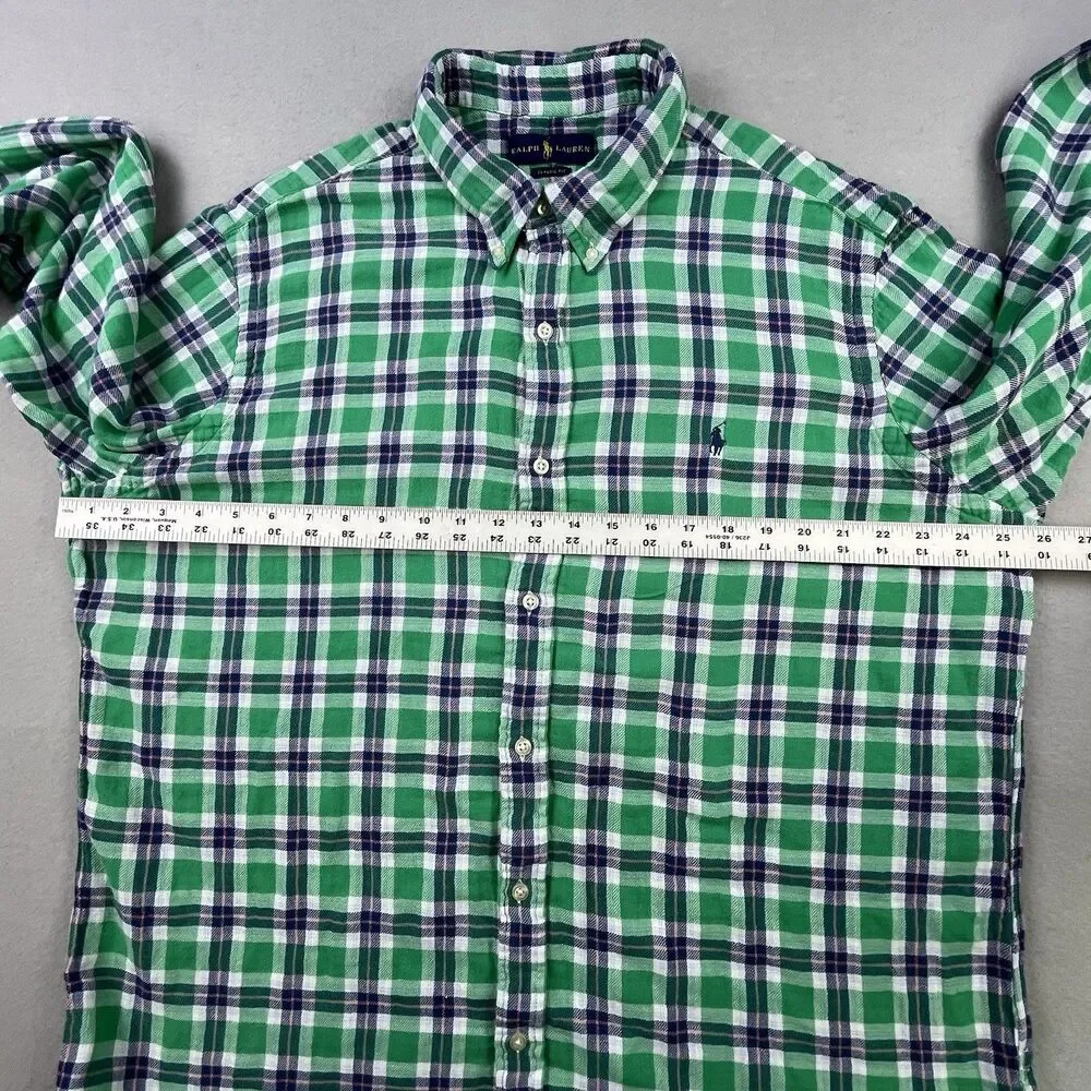 Polo Ralph Lauren Flannel Shirt Mens 2XL Green Plaid Classic Fit Preppy